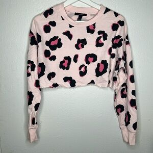 Forever 21 pink leopard cropped sweater
